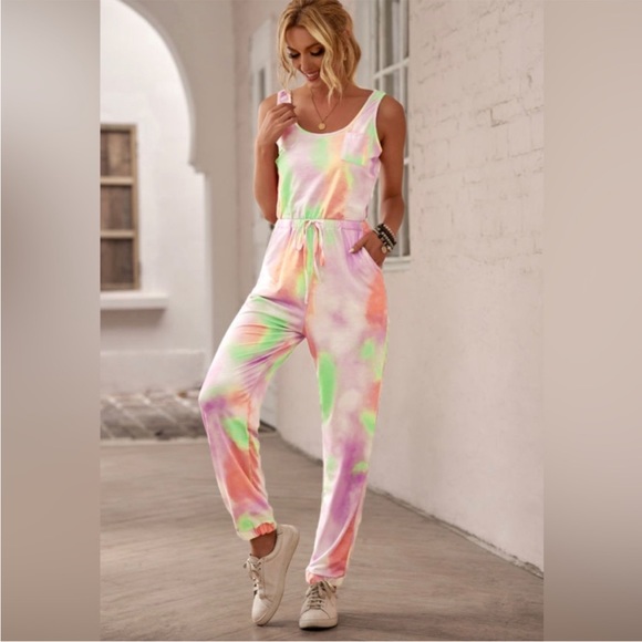 Pants - Cotton Candy Multi Colour Tank Jumpsuit NWOT